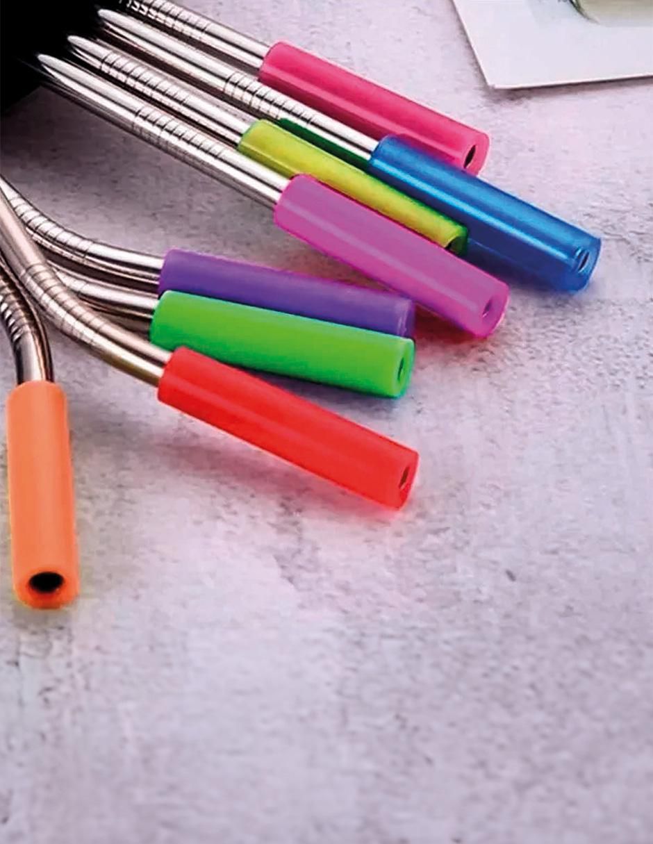 Set de popotes de acero inoxidable con 10 piezas