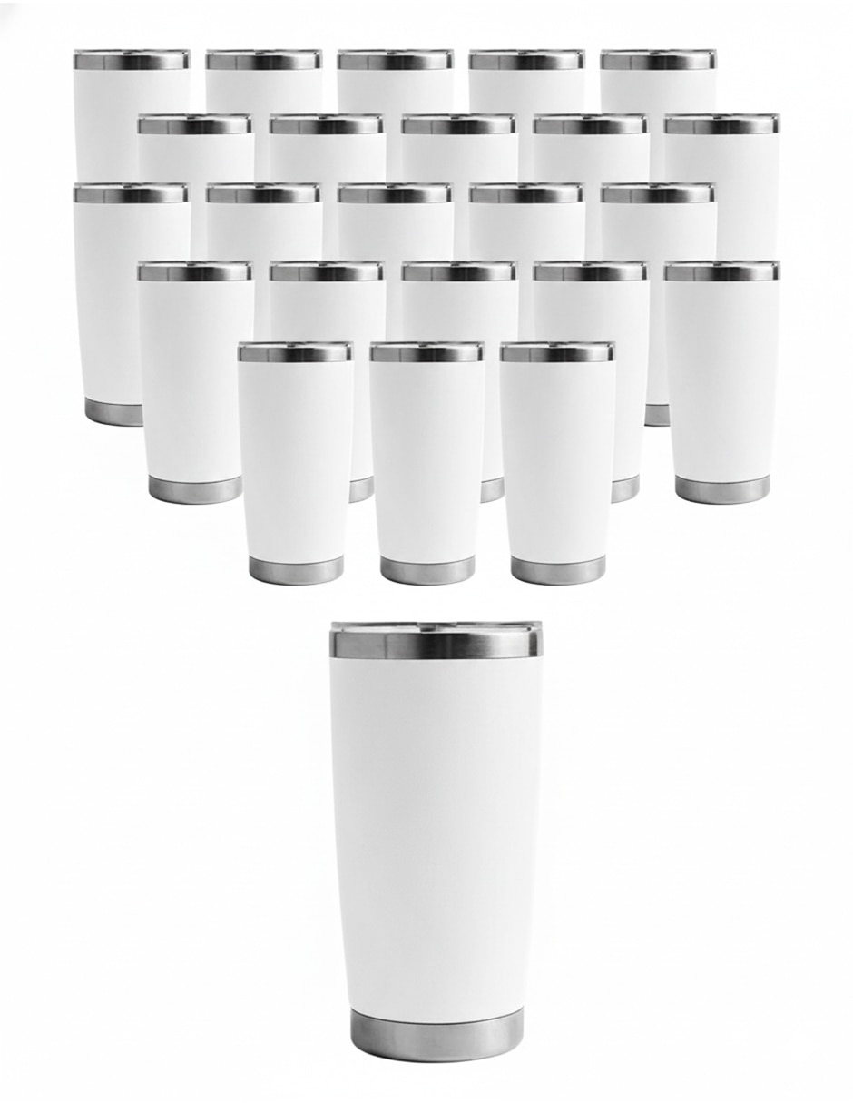 Set termo de acero inoxidable 20Oz Giulia Blanco con tapa a presión Set termo de acero inoxidable 20Oz Giulia Blanco con tapa a presión