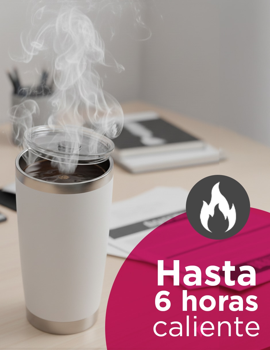 Set termo de acero inoxidable 20Oz Giulia Blanco con tapa a presión 2