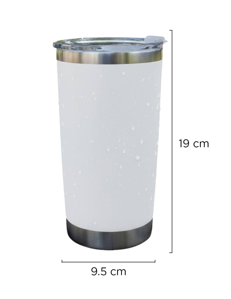 Set termo de acero inoxidable 20Oz Giulia Blanco con tapa a presión 8