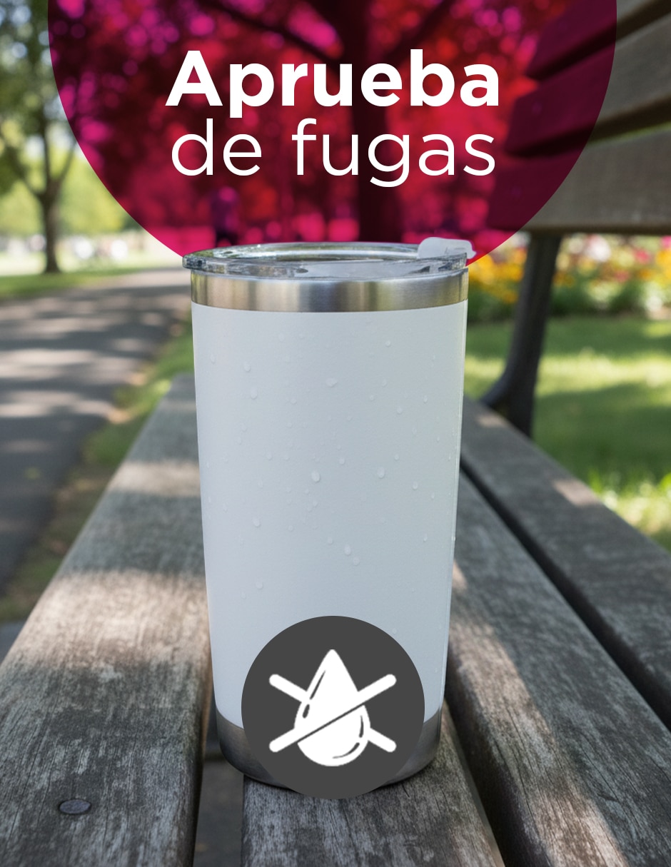 Set termo de acero inoxidable 20Oz Giulia Blanco con tapa a presión 3