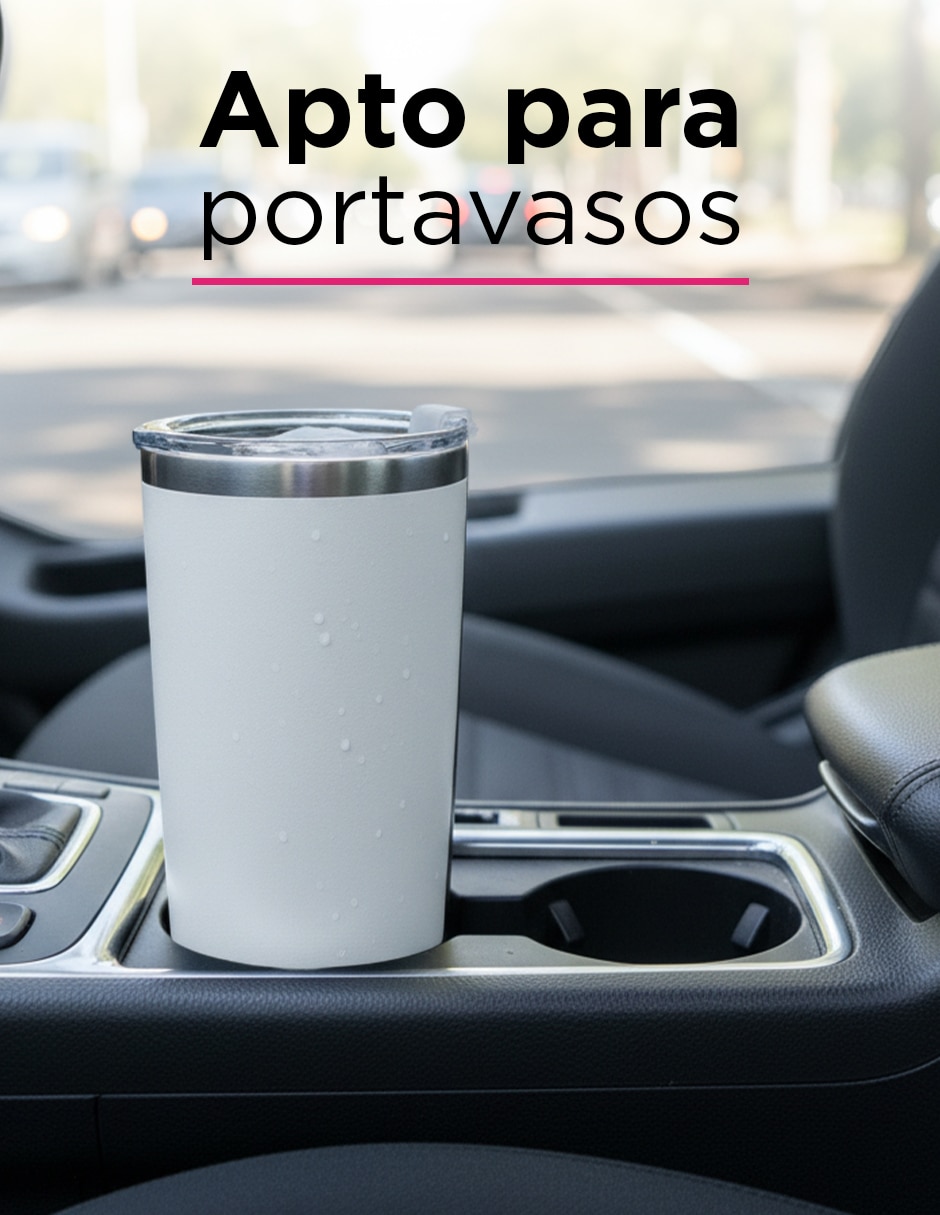 Set termo de acero inoxidable 20Oz Giulia Blanco con tapa a presión 7