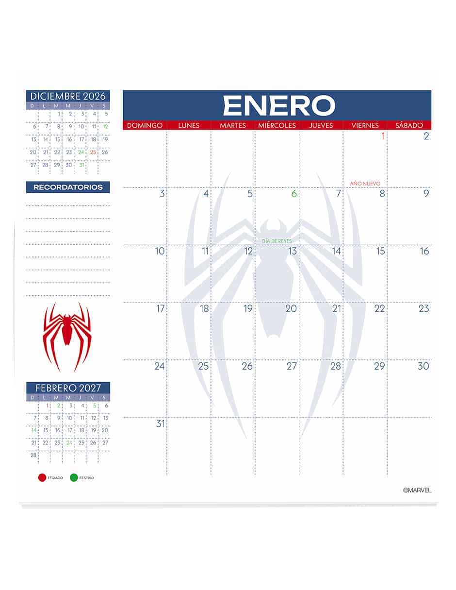 Calendario de pared marvel spiderman 2