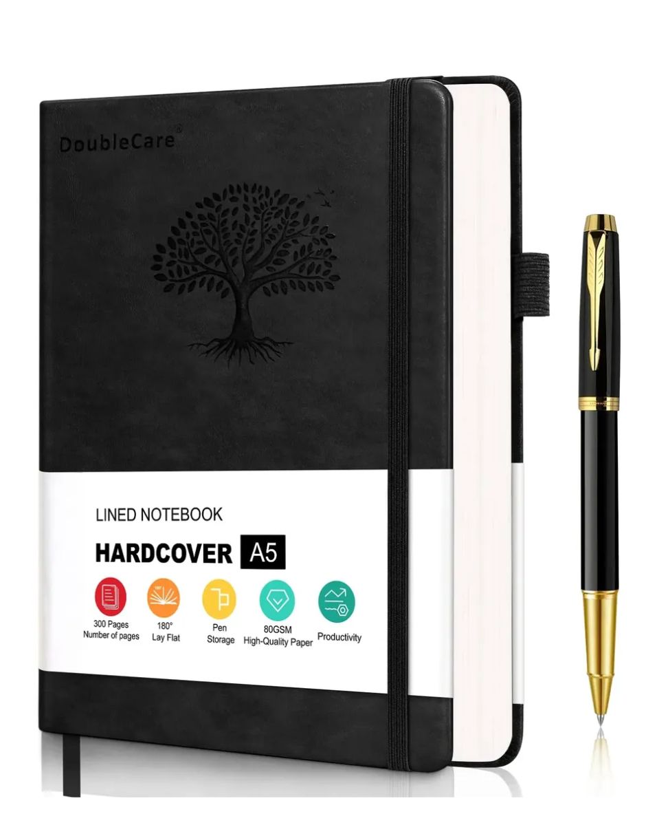 Cuaderno a rayas y blanca